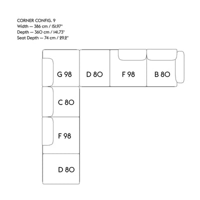 muuto | in situ modular sofa | corner config 9 | ocean 80