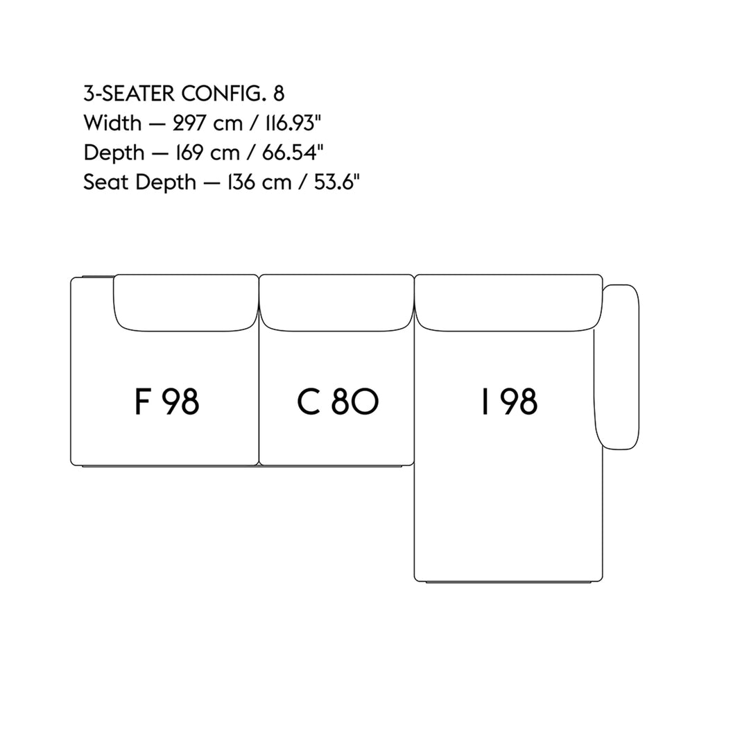 muuto | in situ modular sofa | 3 seater config 8 | easy leather cognac