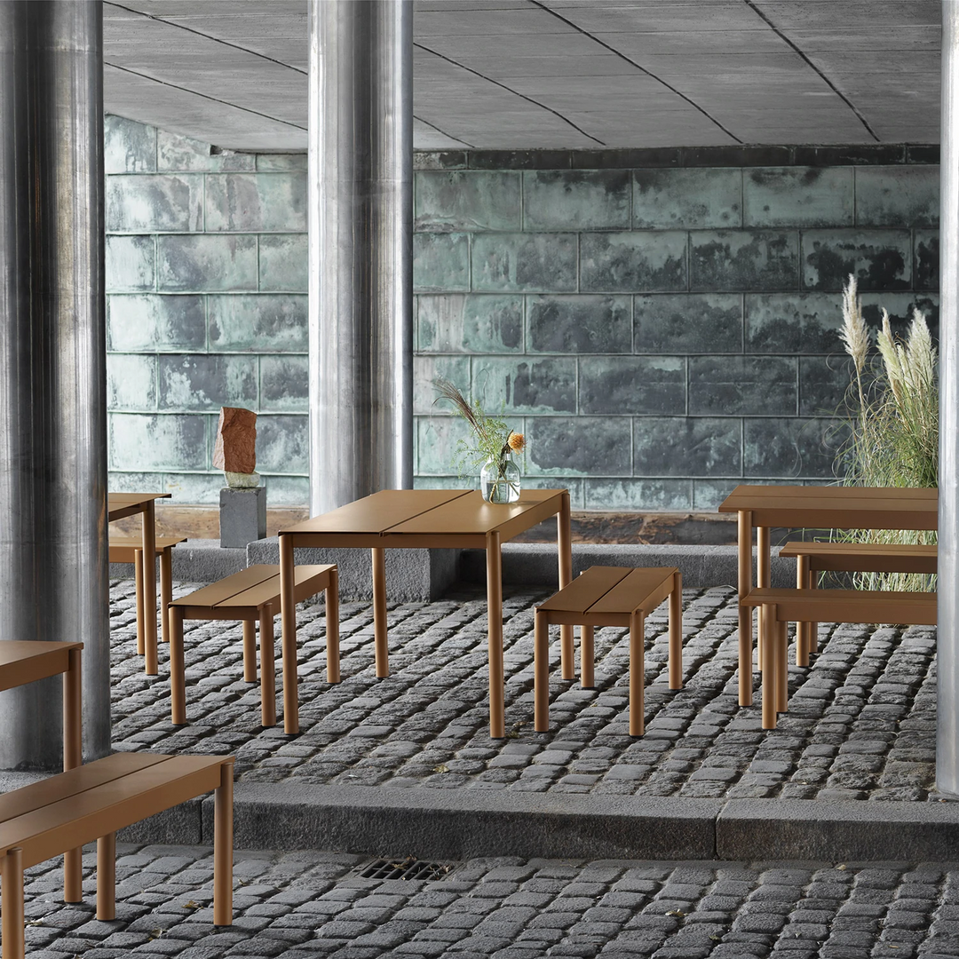 muuto | linear steel bench | burnt orange 110cm
