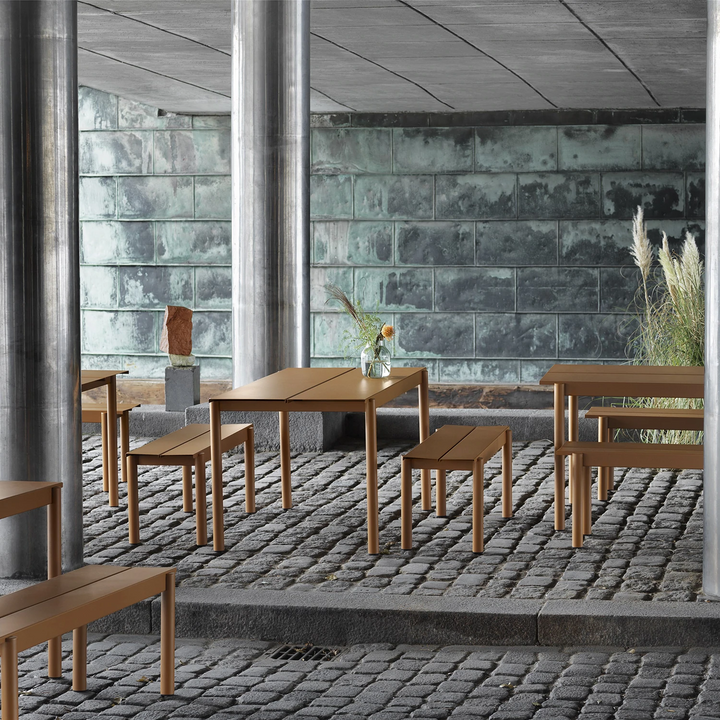 muuto | linear steel bench | burnt orange 110cm