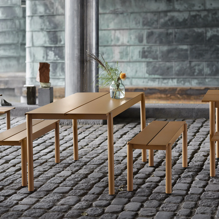 muuto | linear steel table | burnt orange 200x75cm
