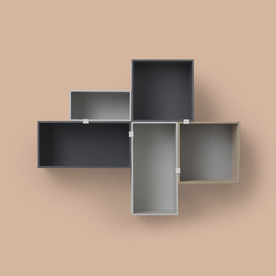 muuto | mini stacked storage | module with backboard | large dark grey - DC