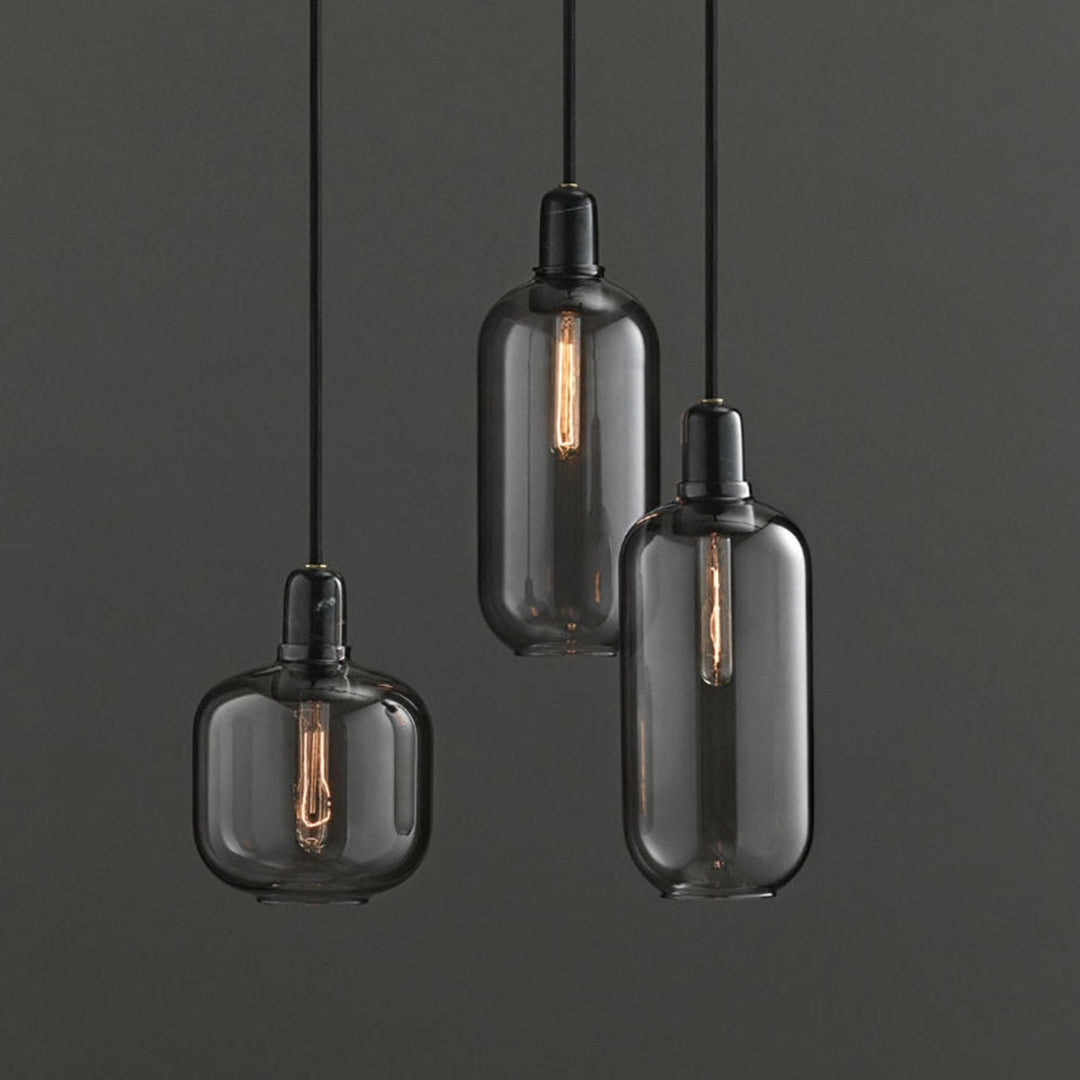normann copenhagen | amp pendant lamp | smoke + black | small - EX DISPLAY