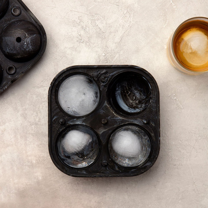 peak | sphere ice mold tray | marble black