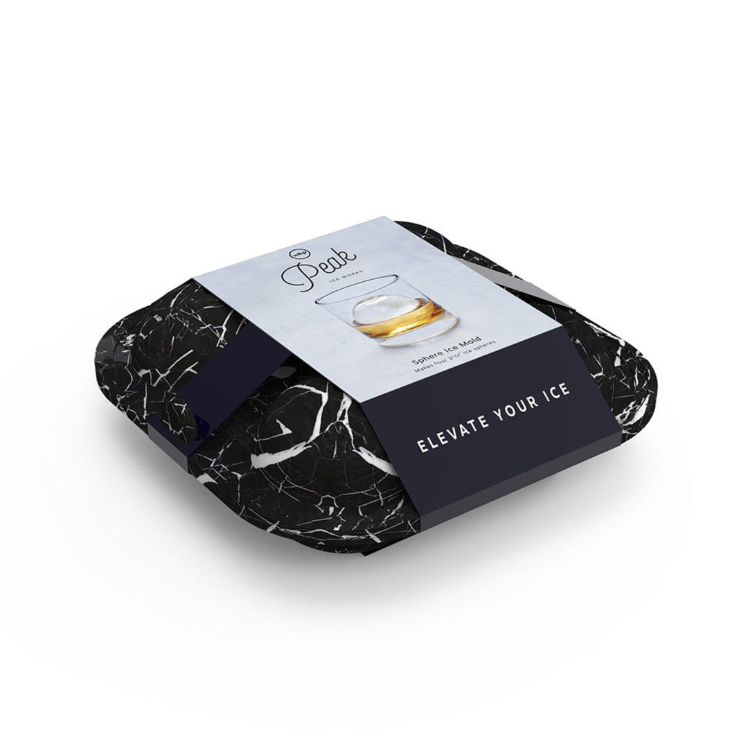 peak | sphere ice mold tray | marble black