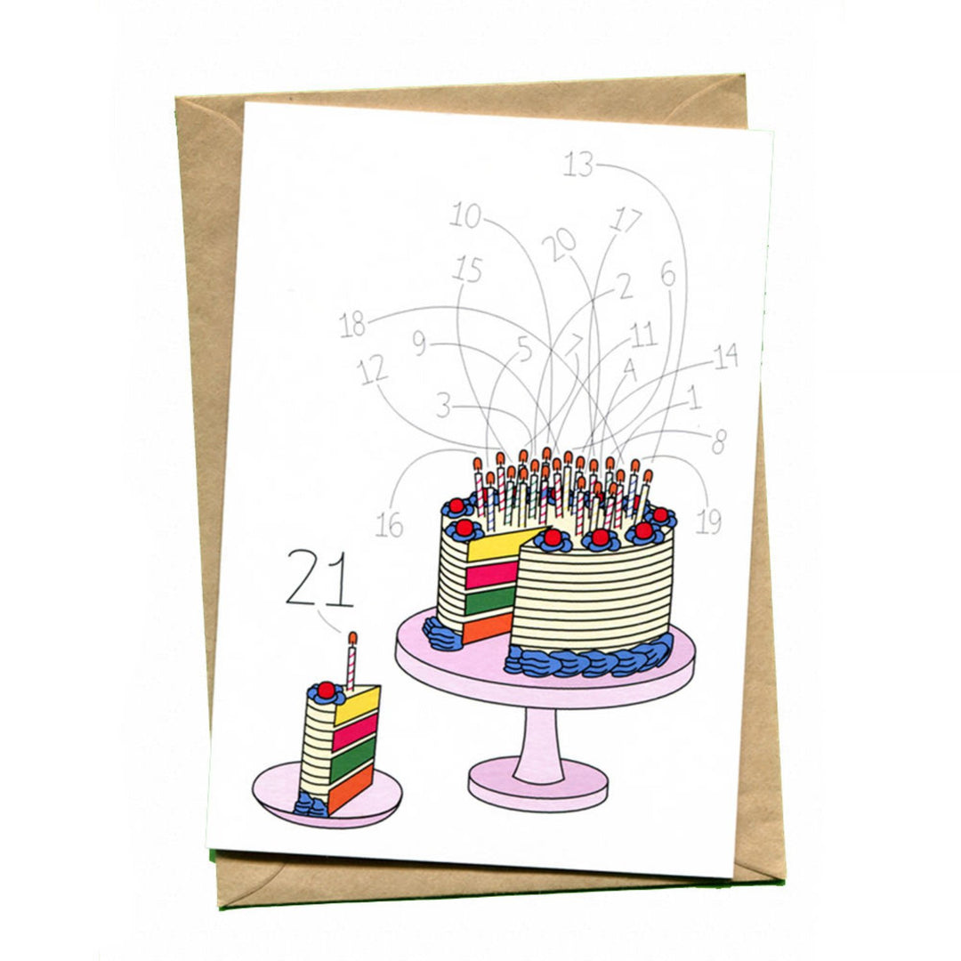 things by bean | greeting card | 21st birthday cake - LC