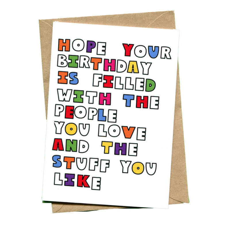 things by bean | greeting card | birthday filled with people