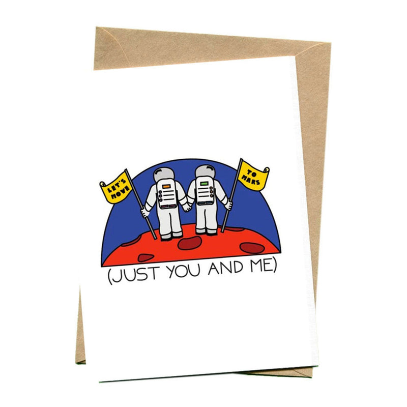 things by bean | greeting card | lets move to mars just you and me