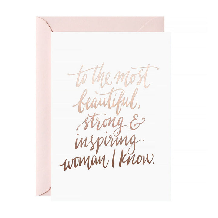 galina dixon | letterpress card | to the most beautiful woman (rose gold foil)