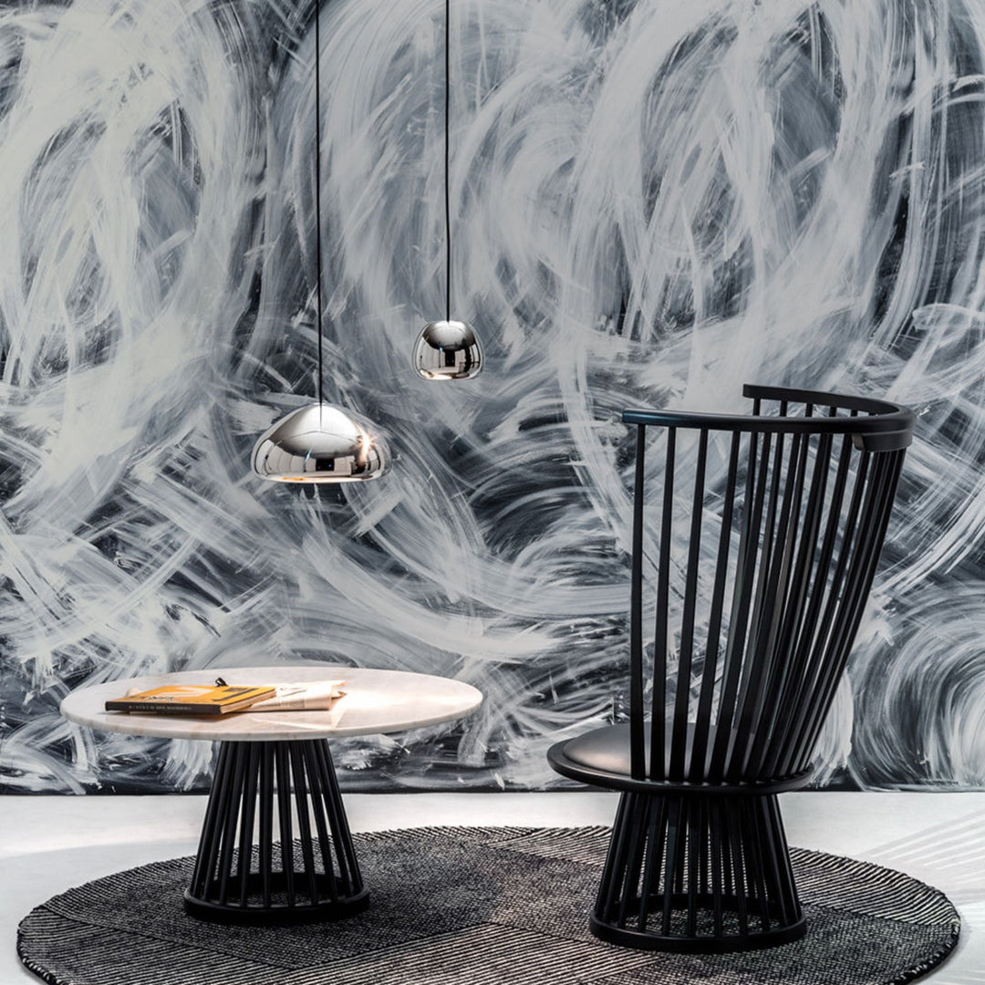 tom dixon | fan coffee table | black base + white marble