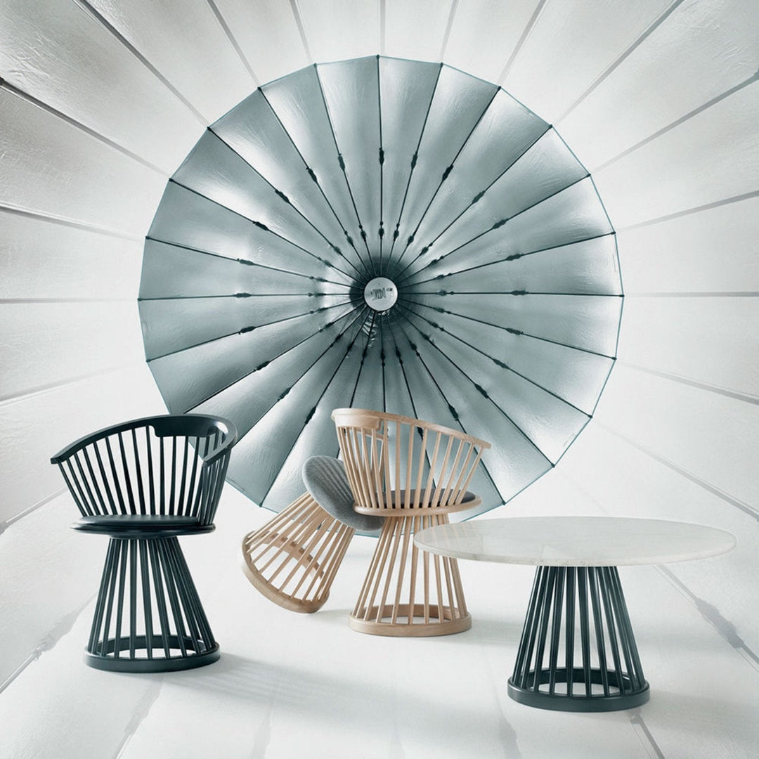 tom dixon | fan coffee table | black base + white marble