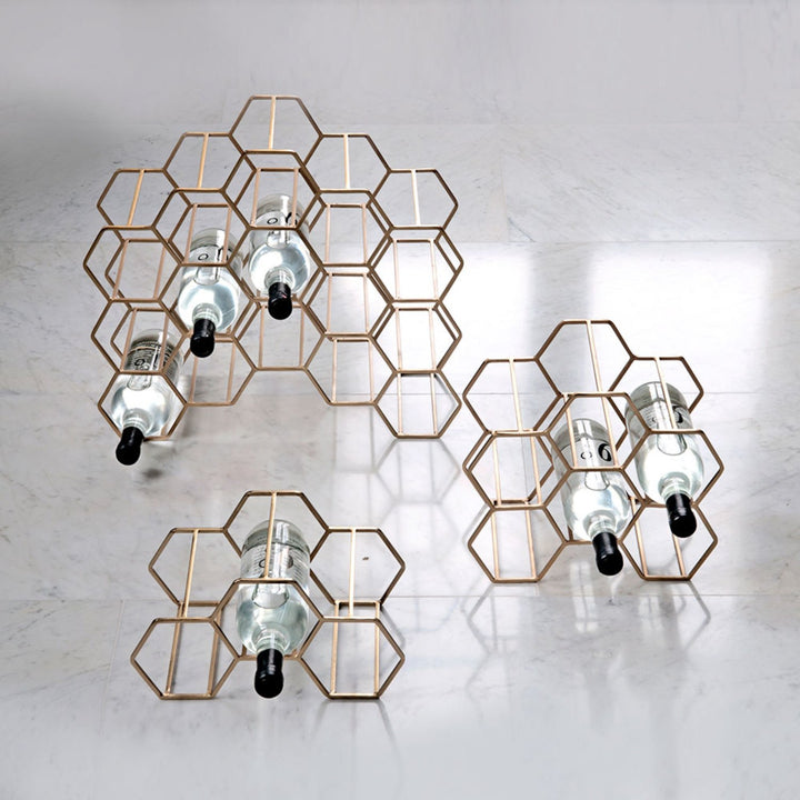 xlboom | pico wine rack | 3 bottle | brass - LC